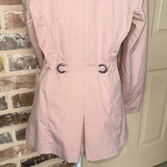 Sandro Peach Tan Short Trench Utility Jacket Self Tie Cotton Blend - Picture 6 of 13